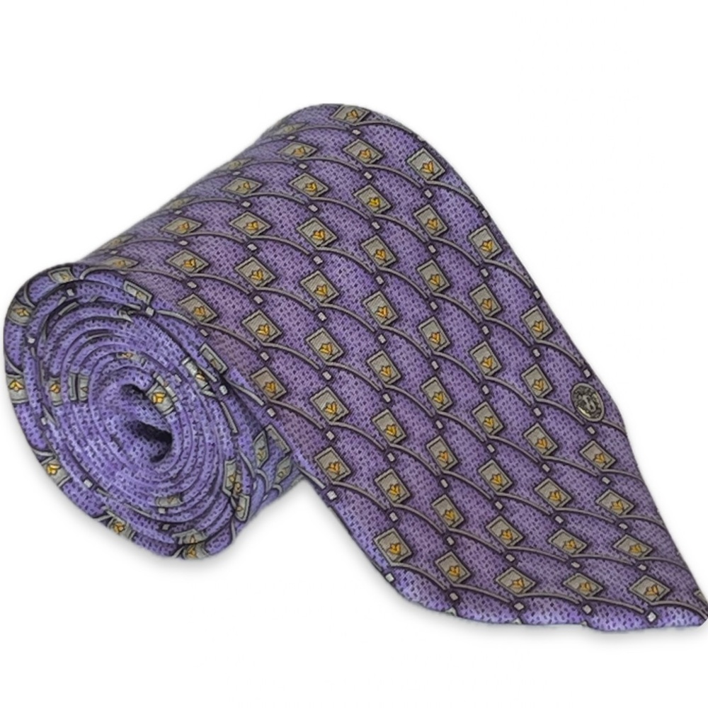 Vintage Gianni Versace Lavender & Yellow Floral Classic Silk Tie